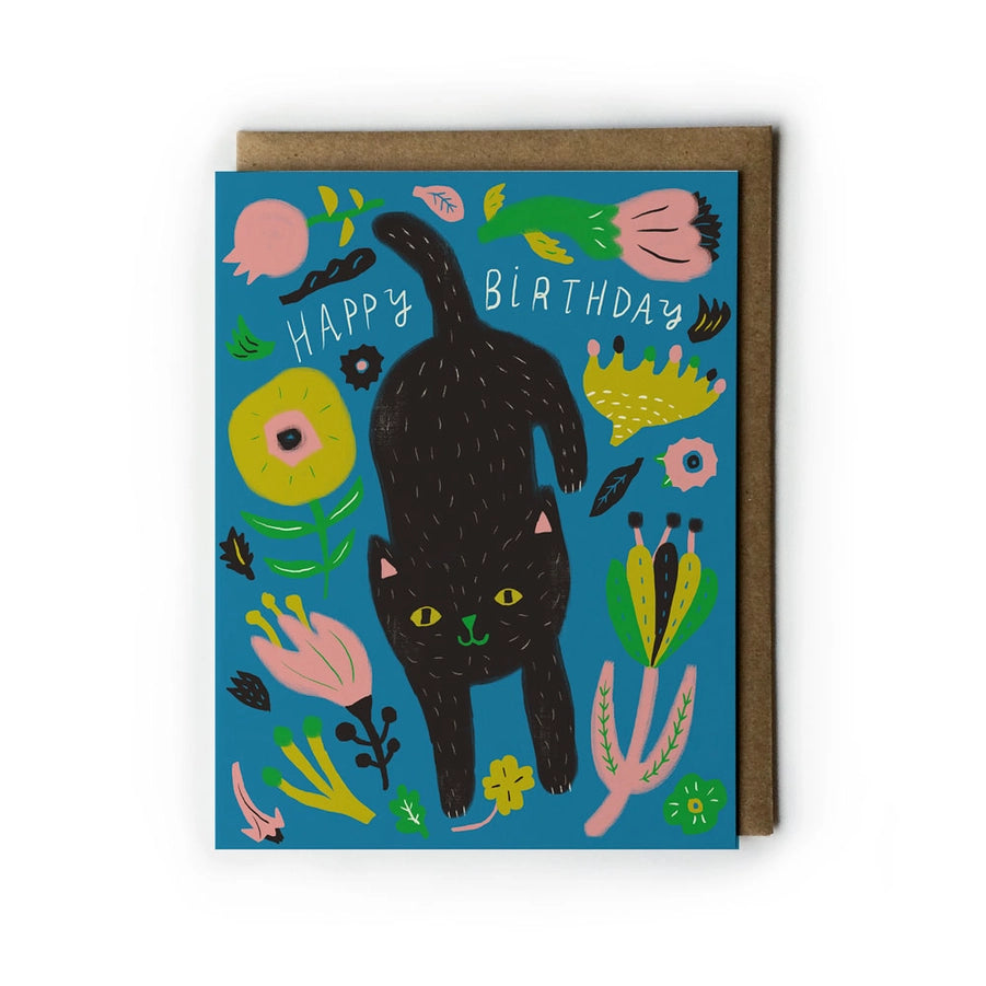 Kitty Mod Flower Birthday Card