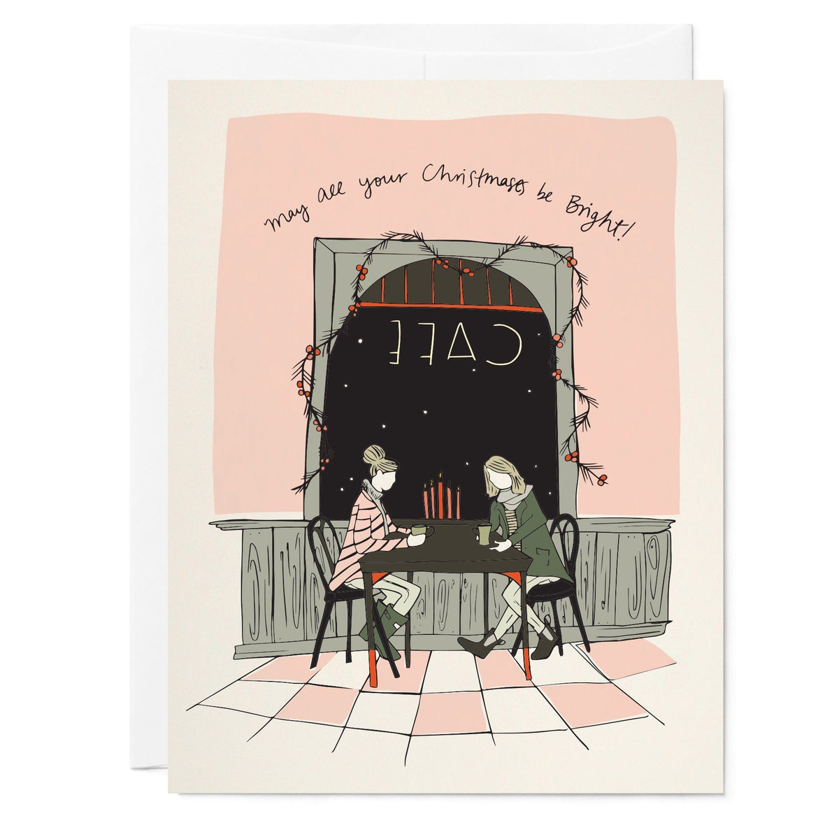Friends in Cafe Holiday Card