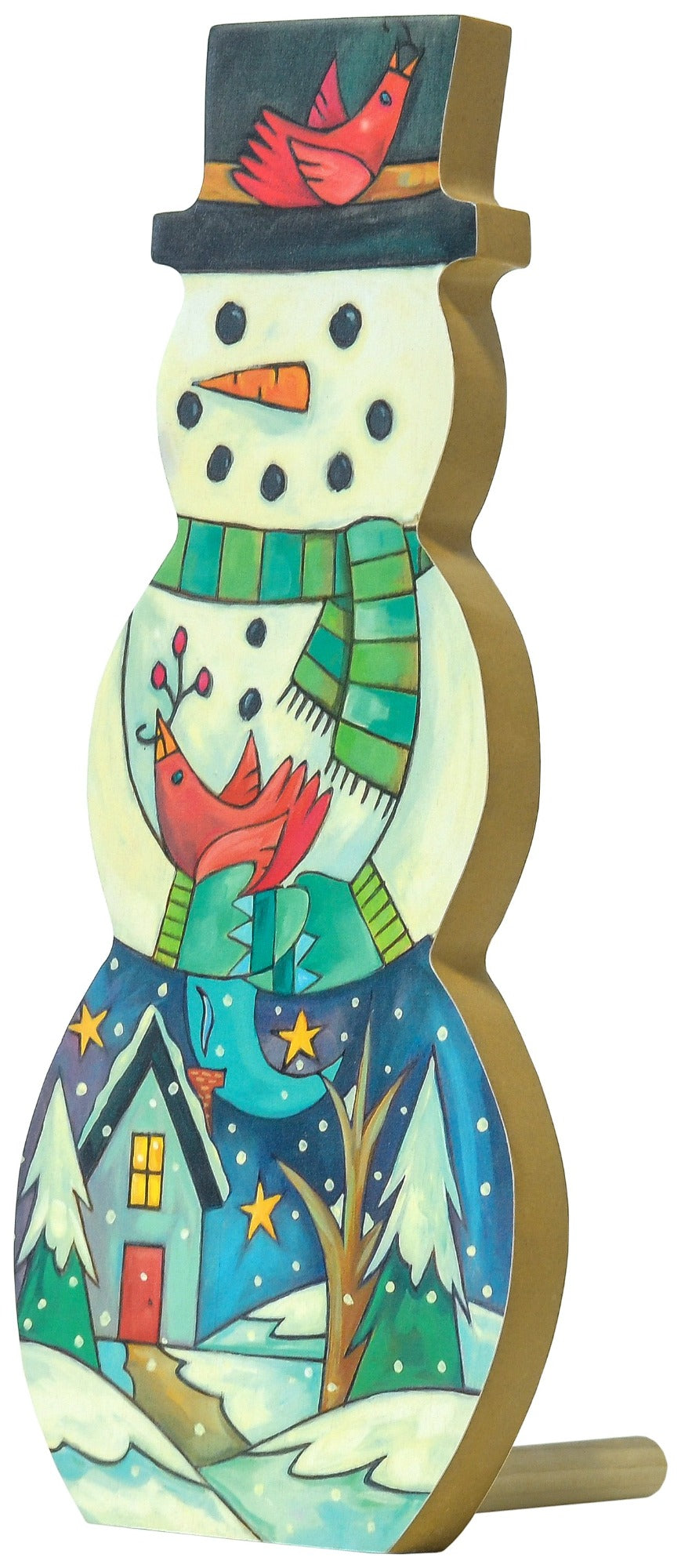 Merry + Bright Snowman Wood Sculpture