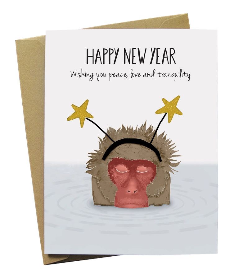 Monkey Steambath New Year Card