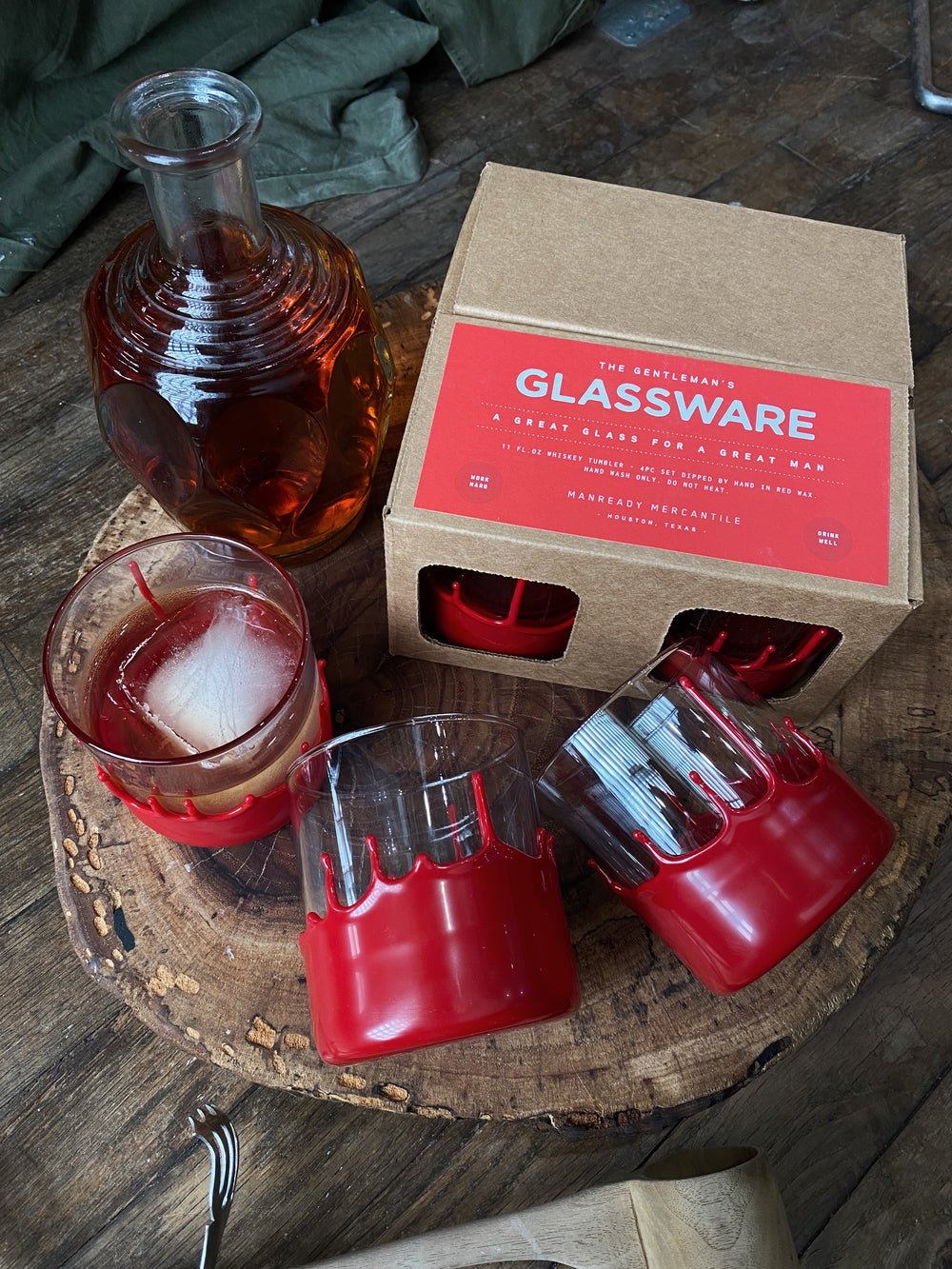 Box of 4 Wax Dipped Whiskey Glasses :: Multiple Colors