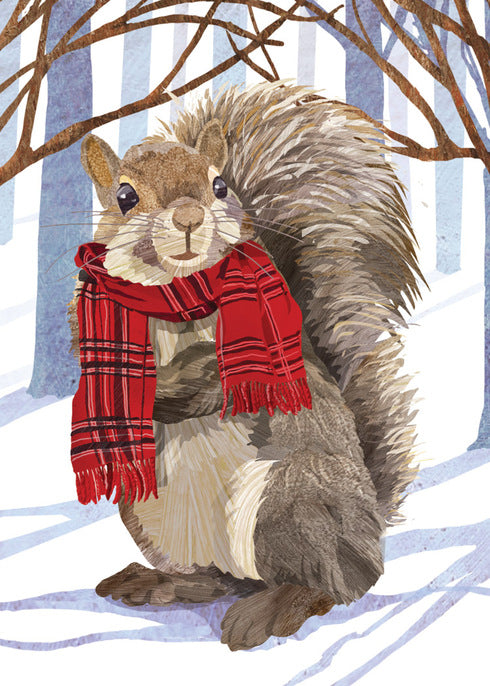 Winter Squirrel in Scarf Boxed Holiday Cards