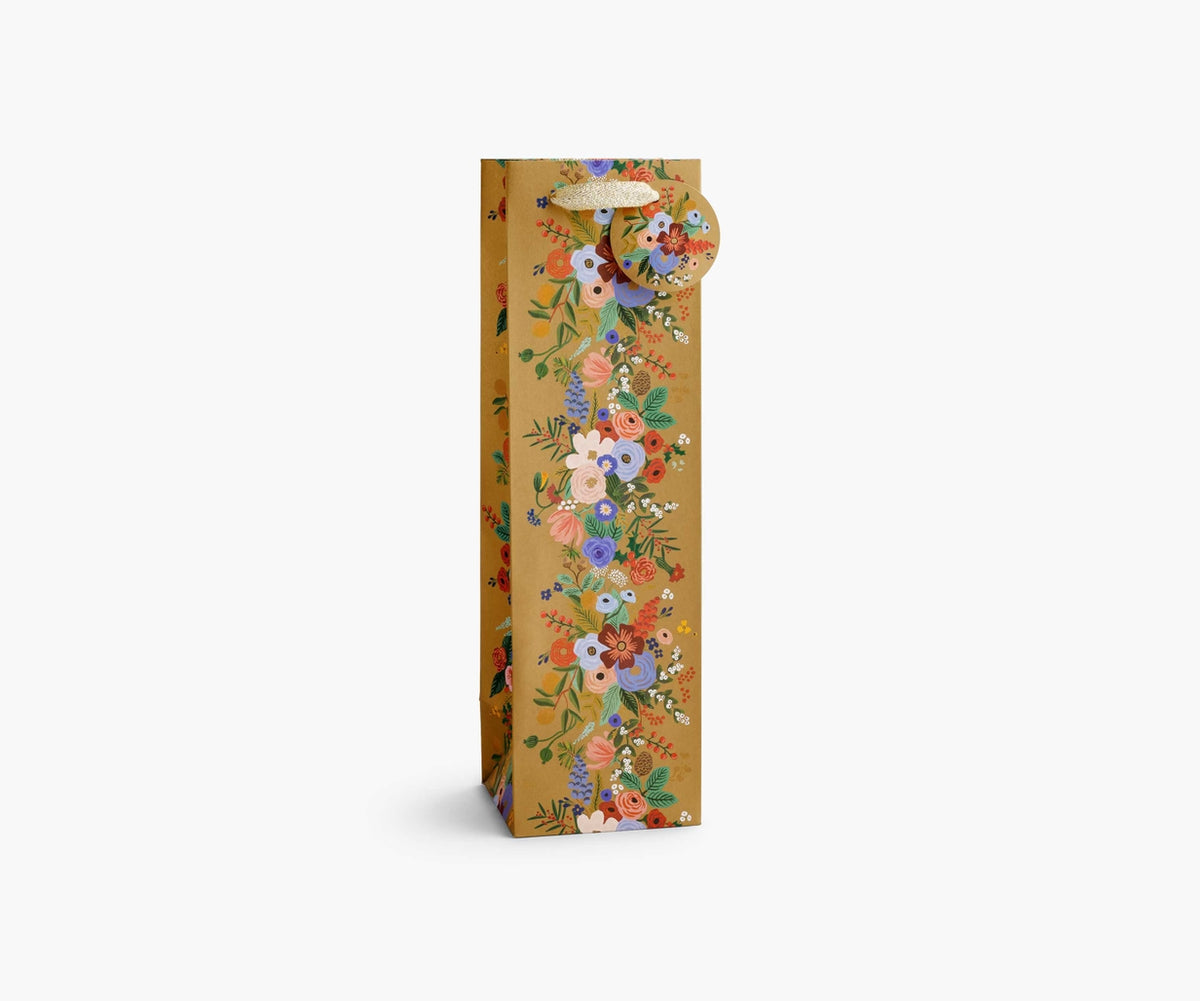 Rifle Paper Wine Gift Bag in Holiday Garden Party Pattern