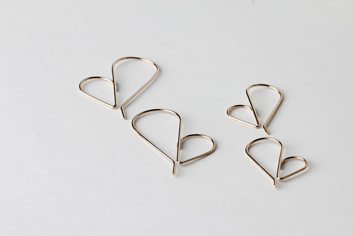 Mini and Petite Sizes of Cindy Liebel's Amora Heart Shaped Hoop Earrings
