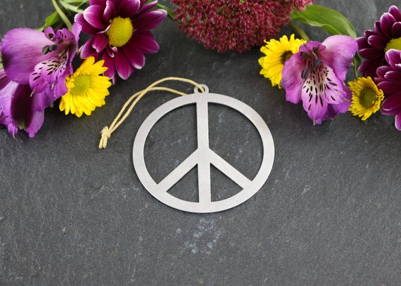 Aluminum Peace Sign Ornament