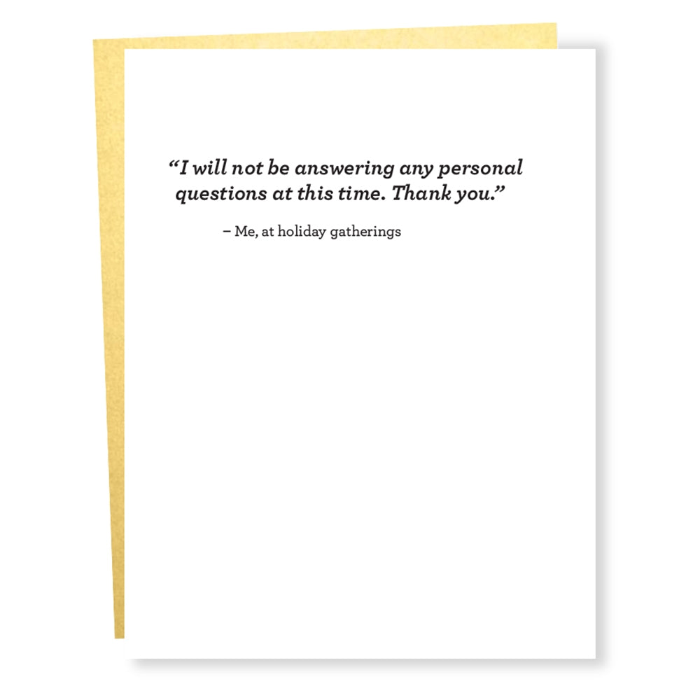 Personal Questions Card