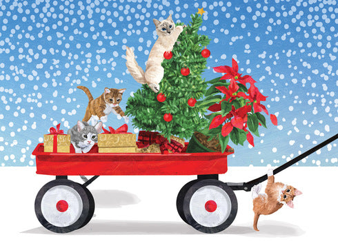 Winter Wagon Kittens Boxed Holiday Cards