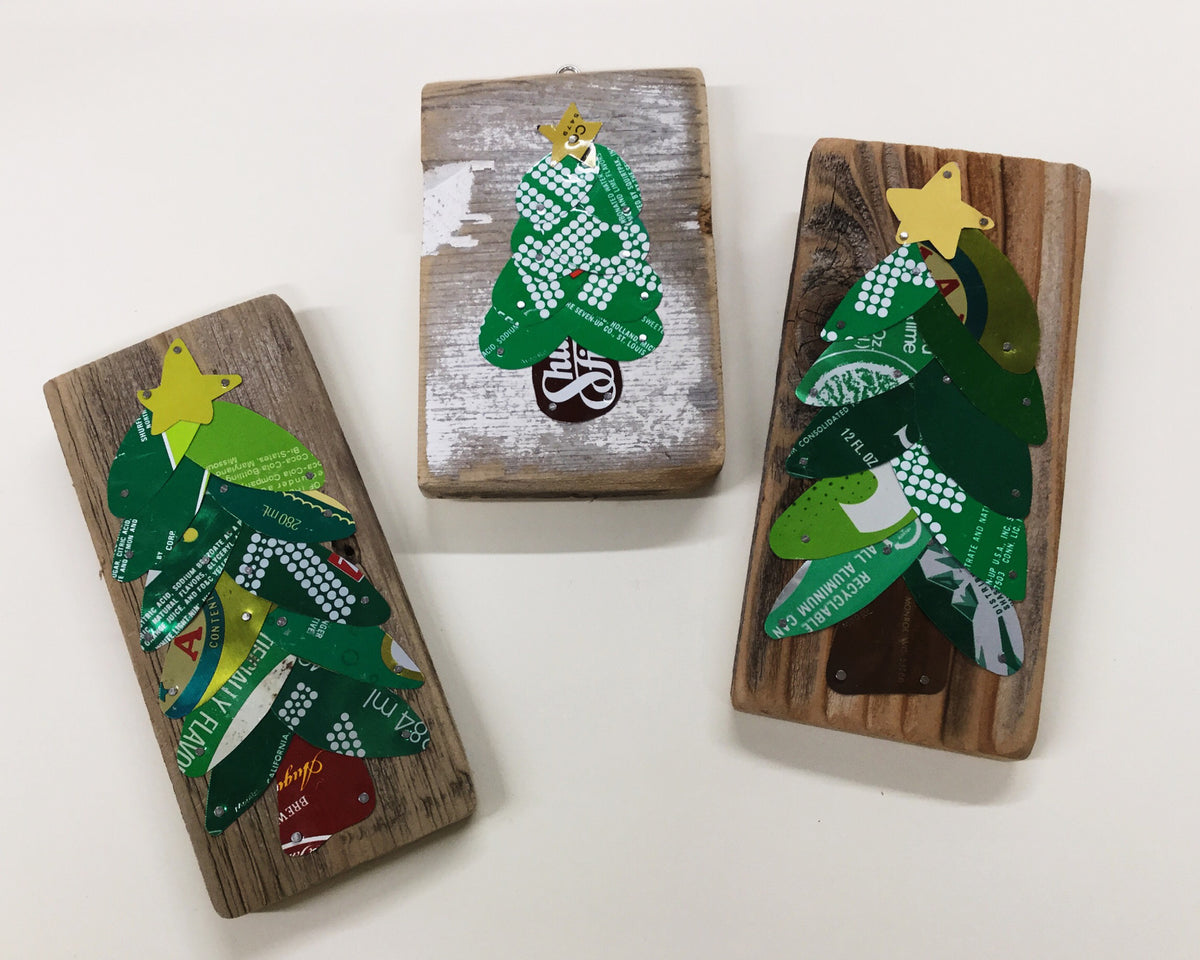 Trio of Little Upcycled Can Christmas Trees