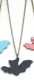 Laser Cut Black Bat Necklace
