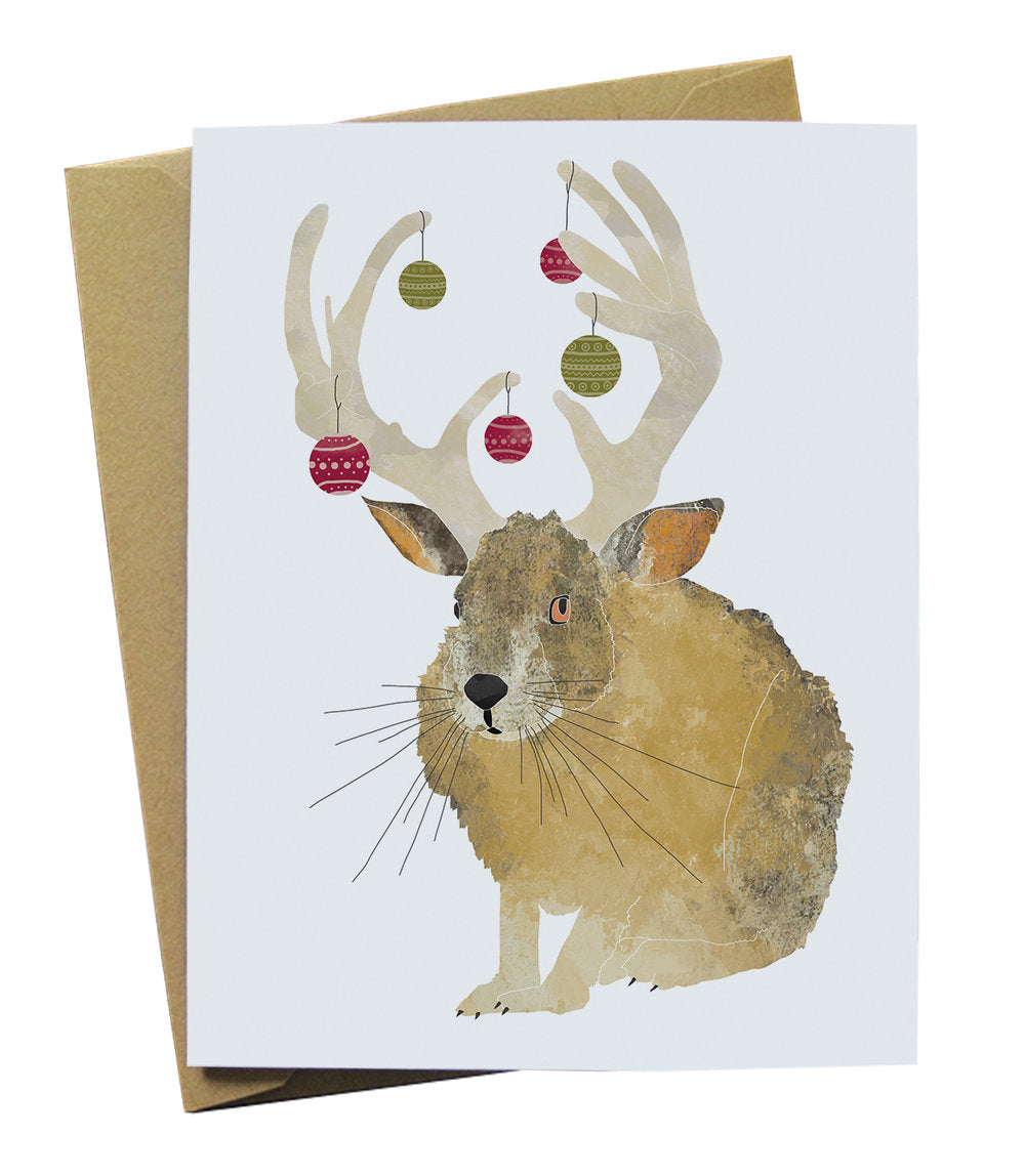 Illustrated Jackalope Holiday Card