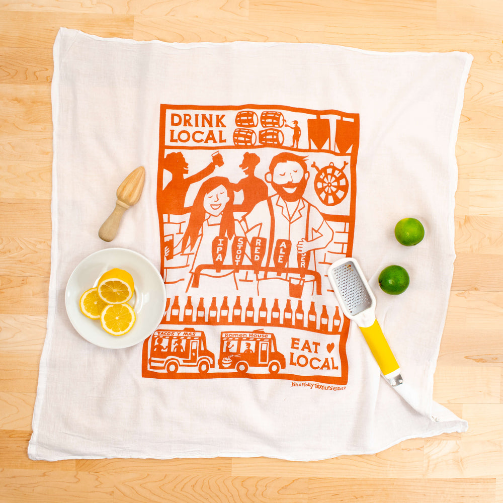 Drink Local Flour Sack Dish Towel