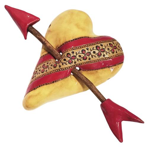 Little Red Flower Stoneware Heart + Driftwood Arrow