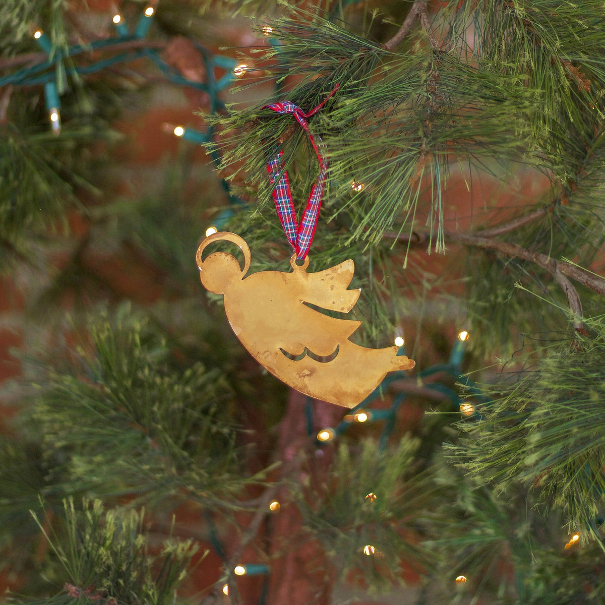 Steel Patina Flying Angel Ornament