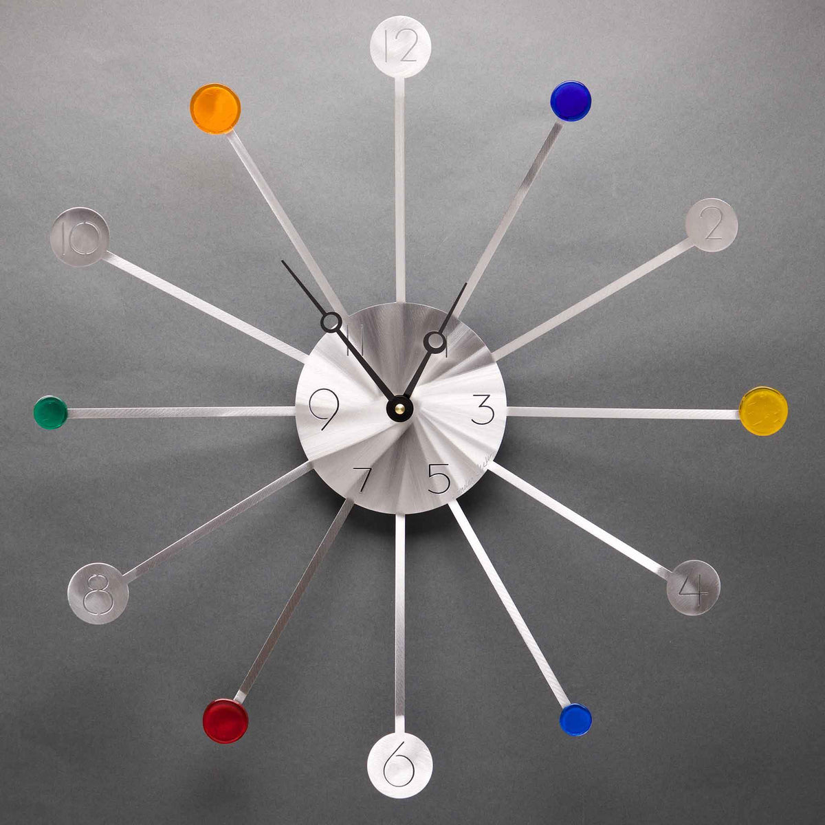 Starburst Brushed Aluminum Wall Clock by Sondra Gerber