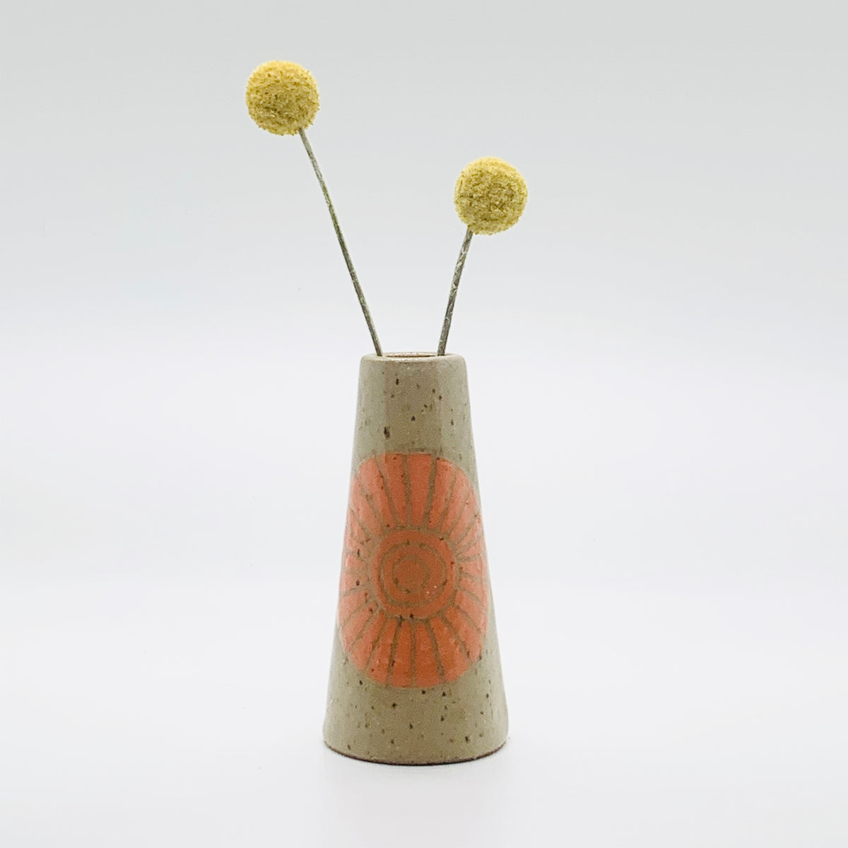 Tiny Vase in Brown Stoneware - Orange Sun