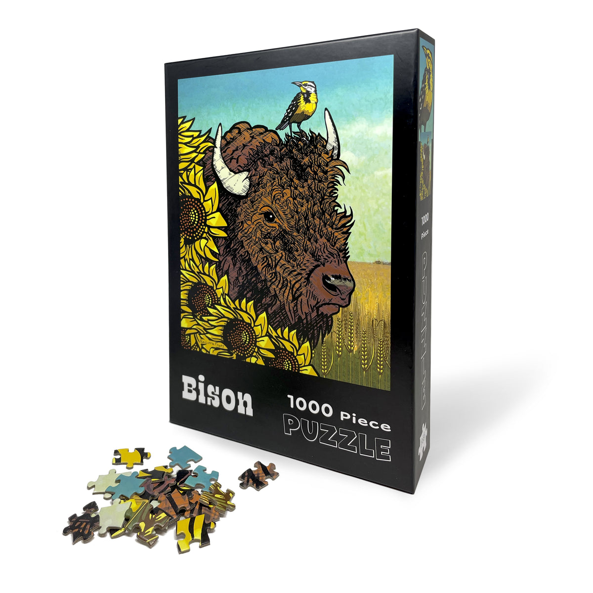 Bison and Sunflower Artwork 1000 Piece Puzzle
