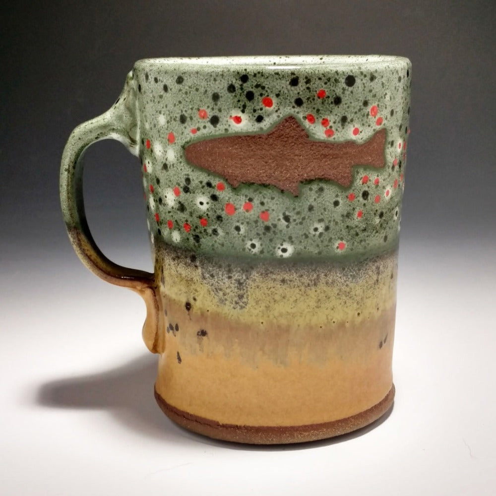 Handmade Ceramic Mug With Brown Trout Artwork 