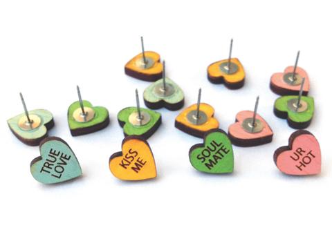 Candy Heart Wood Earrings