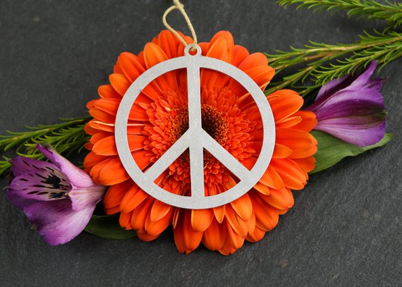 Peace Sign Metal Ornament