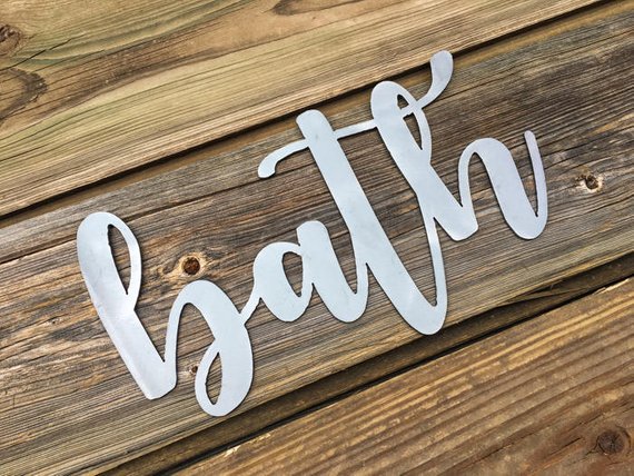 Bath Metal Word Sign