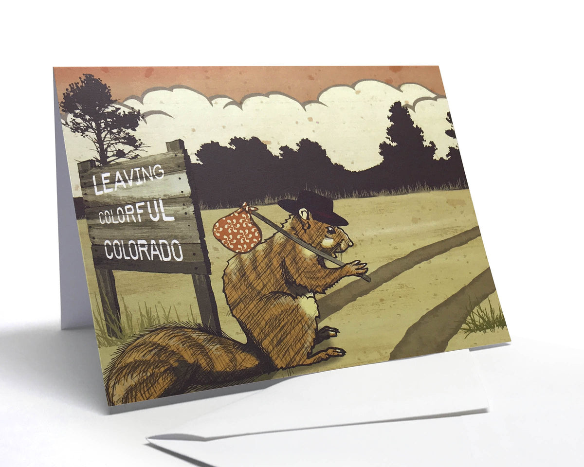 Leaving Colorful Colorado Hobo Squirrel Card