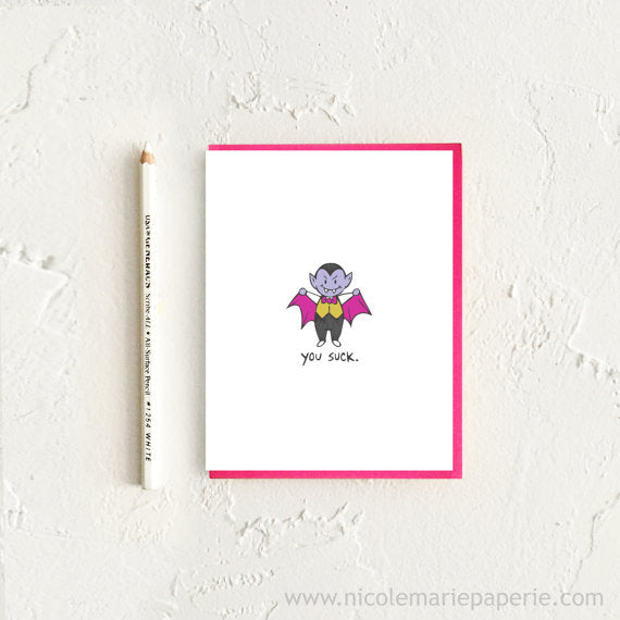 Pun Bite Me Little Dracula Halloween Card