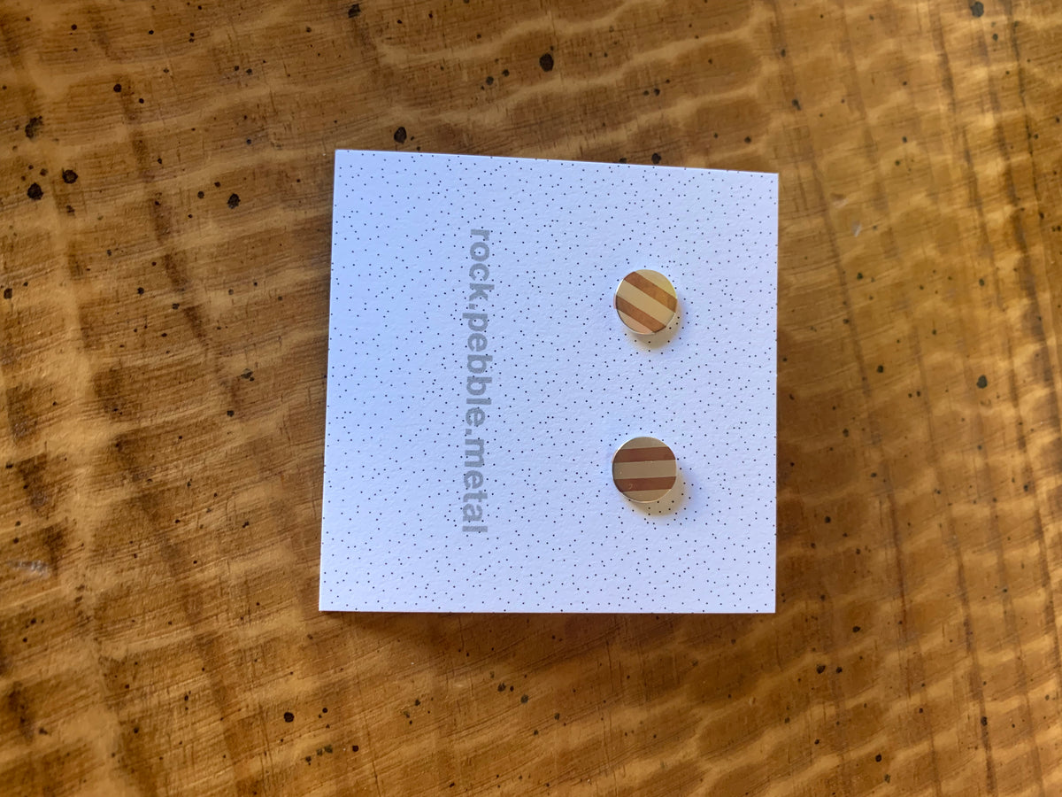 Red Brass + SS Striped Disc Studs
