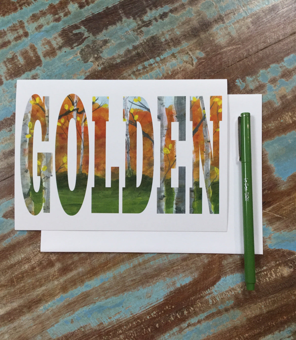 Golden Colorado Aspen Leaf Card
