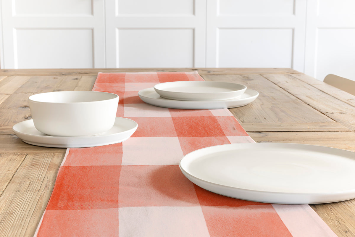 Pumpkin Gingham Table Runner