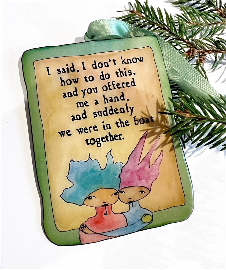 Easier for Two :: Enameled Aluminum Holiday Ornament