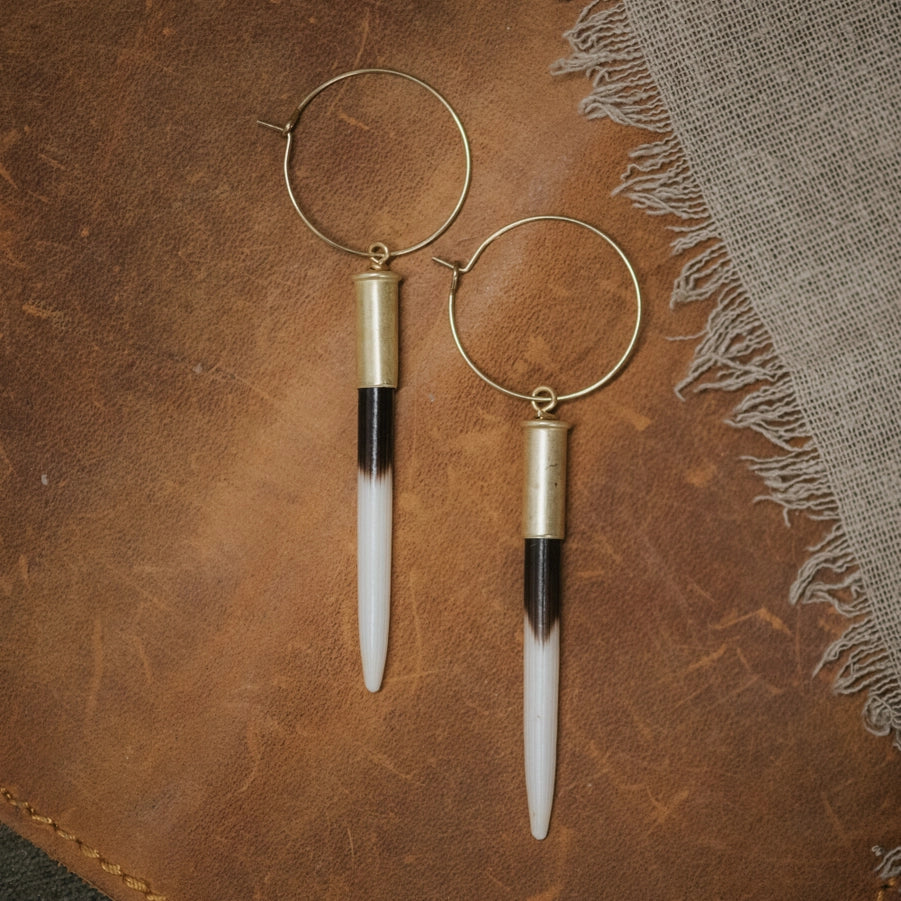 Porcupine Quill Brass Hoop Earrings :: Beth Dutton Original