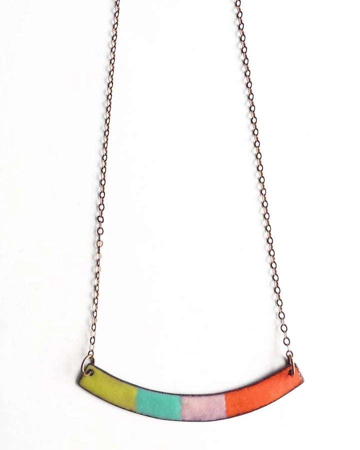 Crescent Enamel Necklace