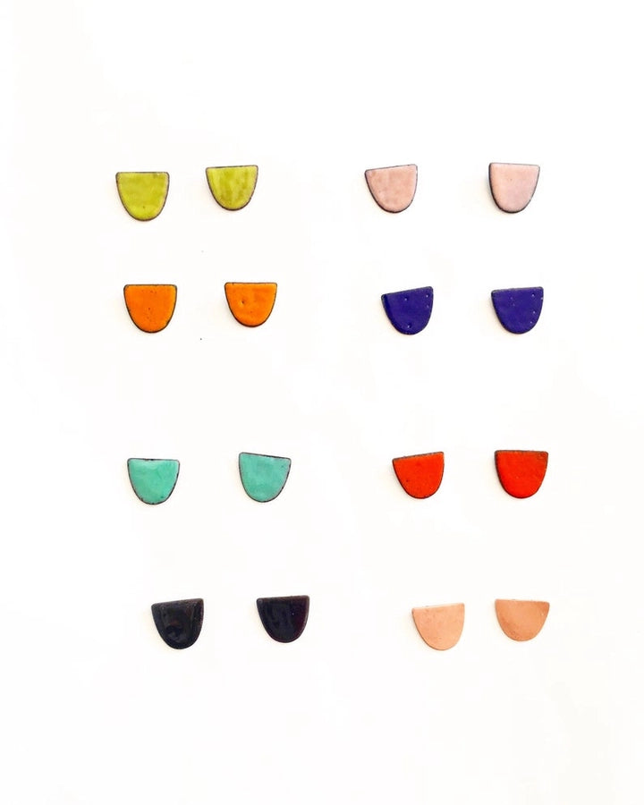 Half Moon Stud Enamel Earrings