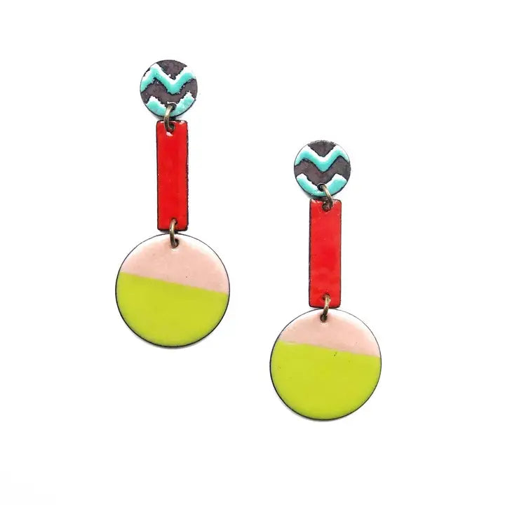 Colorful Enamel Dangle Earrings