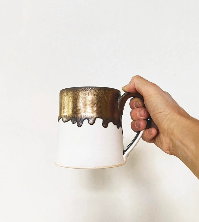 White + Gold Ceramic Mug