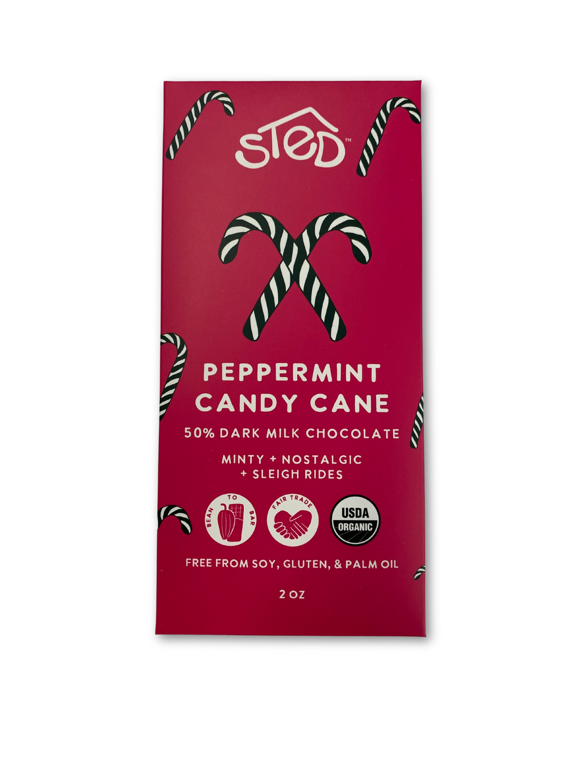 Peppermint Candy Cane Bar :: 50% Dark Milk Chocolate + Minty + Nostalgic + Sleigh Rides