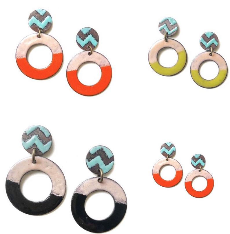 Enamel Hoop Earrings