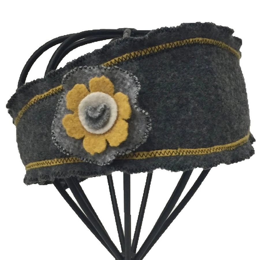 Gray Floral Wool Headband