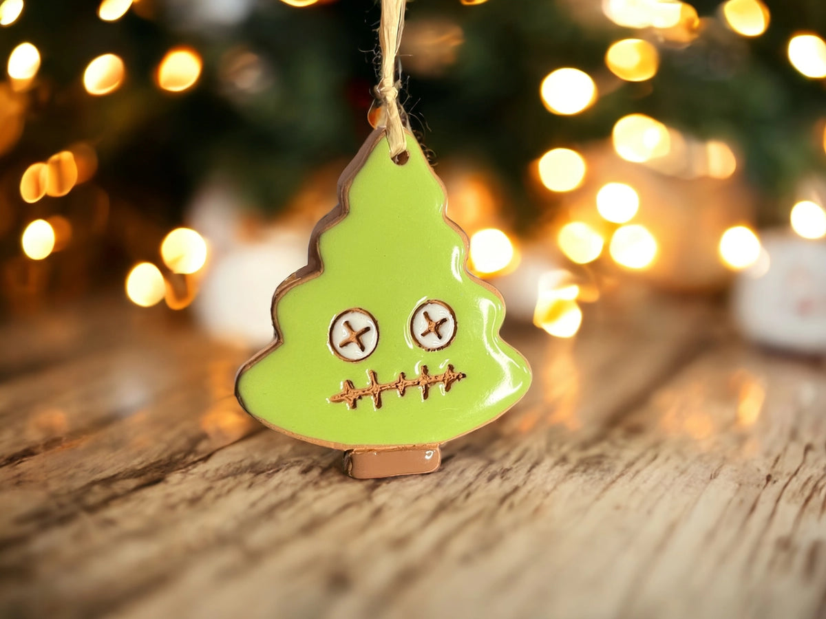 Zombie Christmas Tree Artisan Clay Ornament