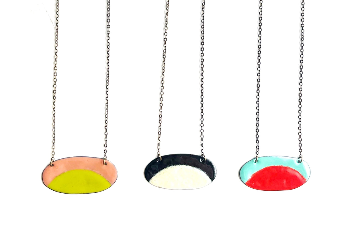 Oval Enamel Necklace