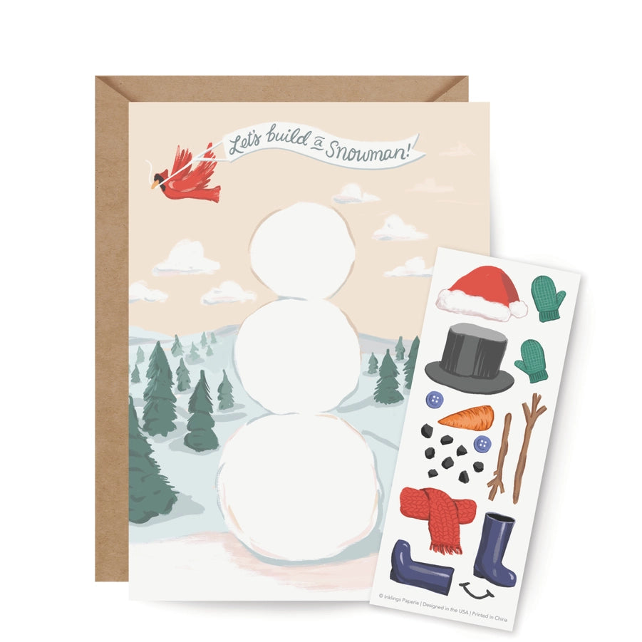 Build-a-Snowman Sticker Christmas Card