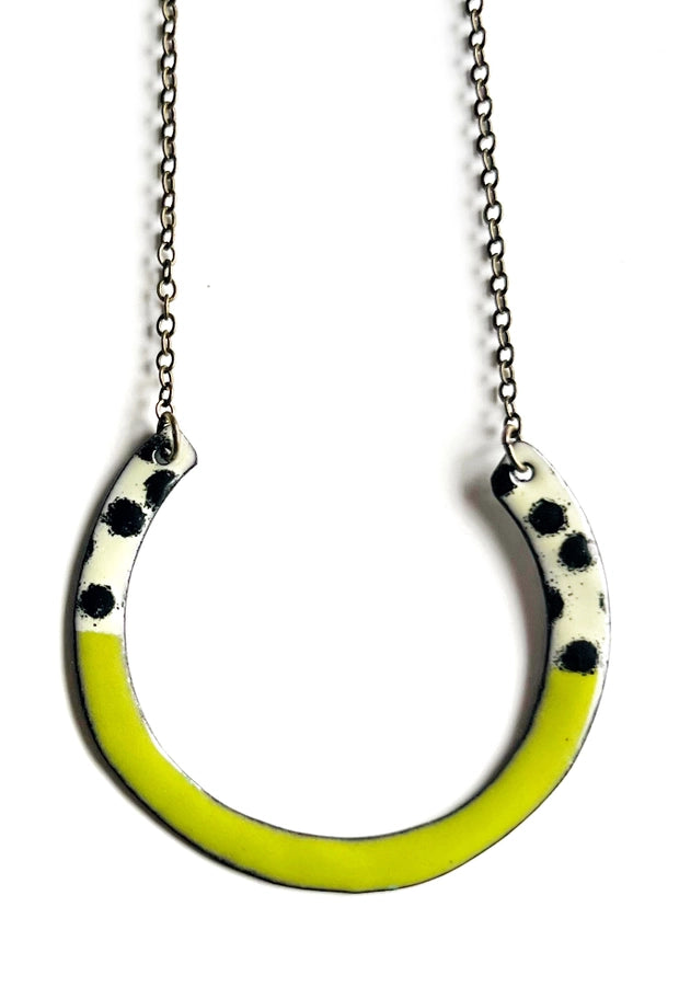 Green Circle Enamel Necklace