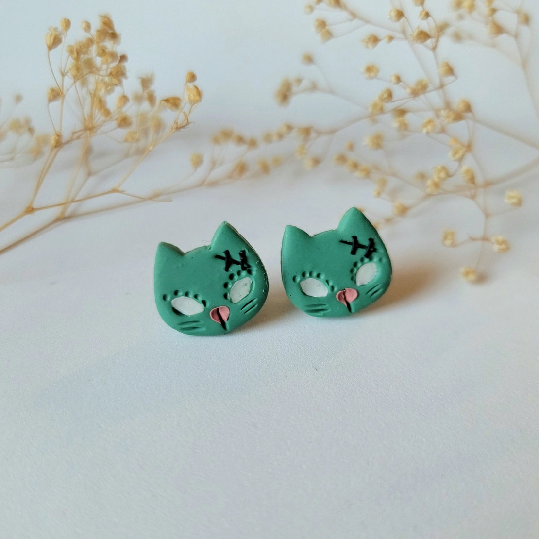 Spooky Zombie Cat Earring Set