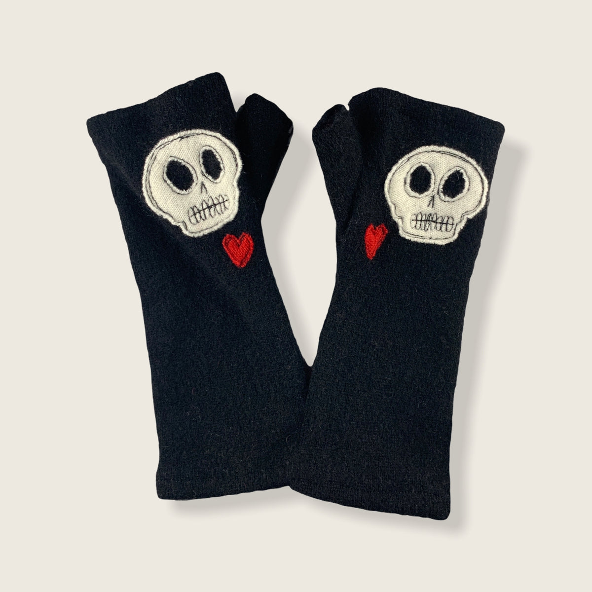 Fingerless Cashmere Gloves :: Skulls + Multiple Colors
