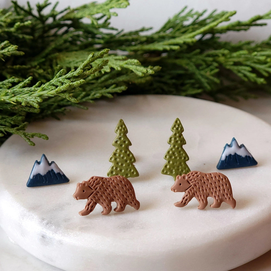 Colorado Winter Mountain Themed Stud Earring Set