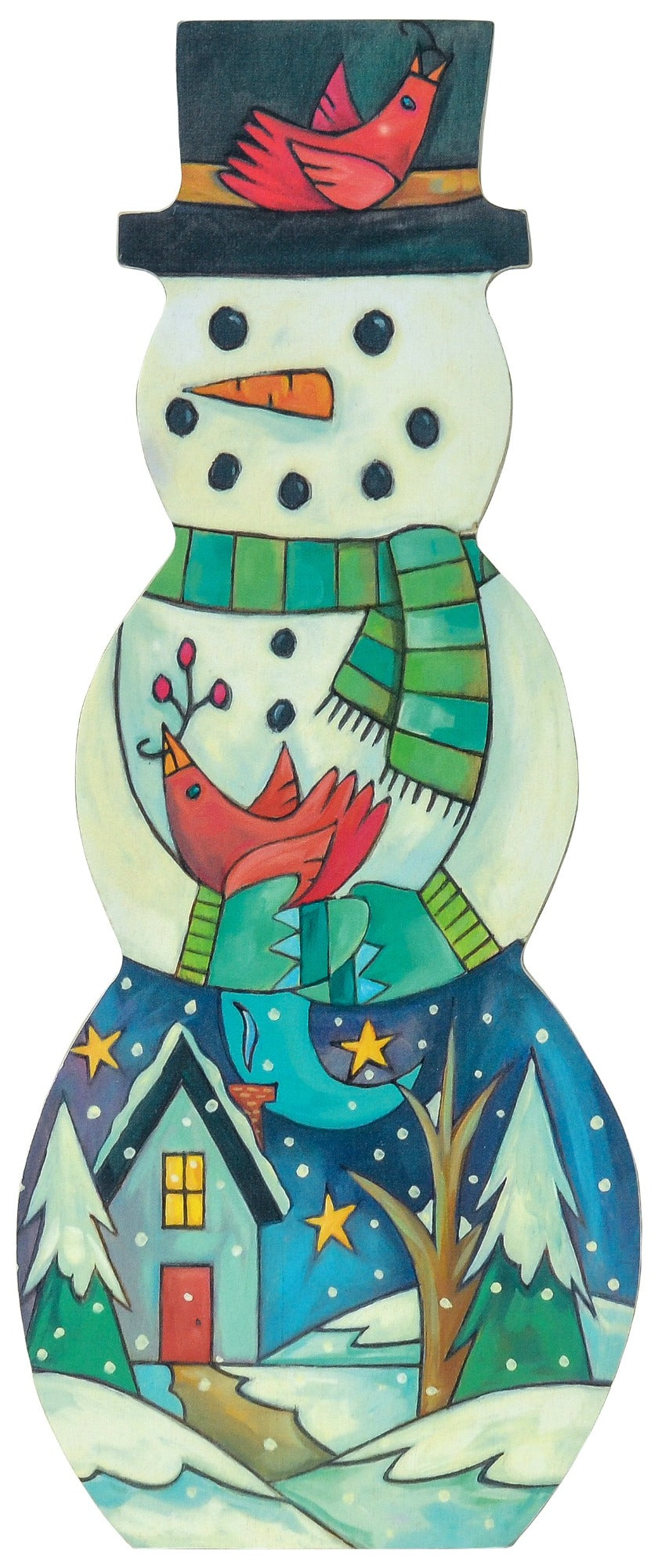 Merry + Bright Snowman Wood Sculpture