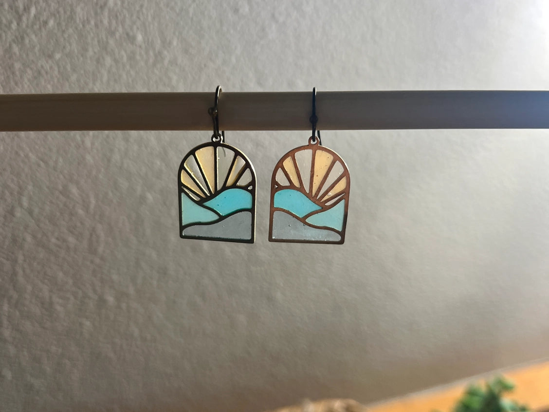 Mini Landscapes :: Stained Glass Resin Earrings