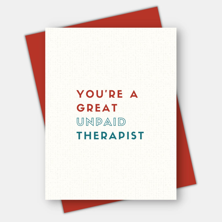 Unpaid Therapist Friendship Card