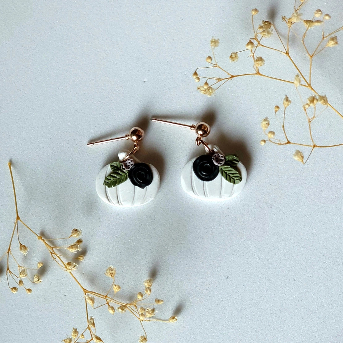 Floral Pumpkin Stud Earrings