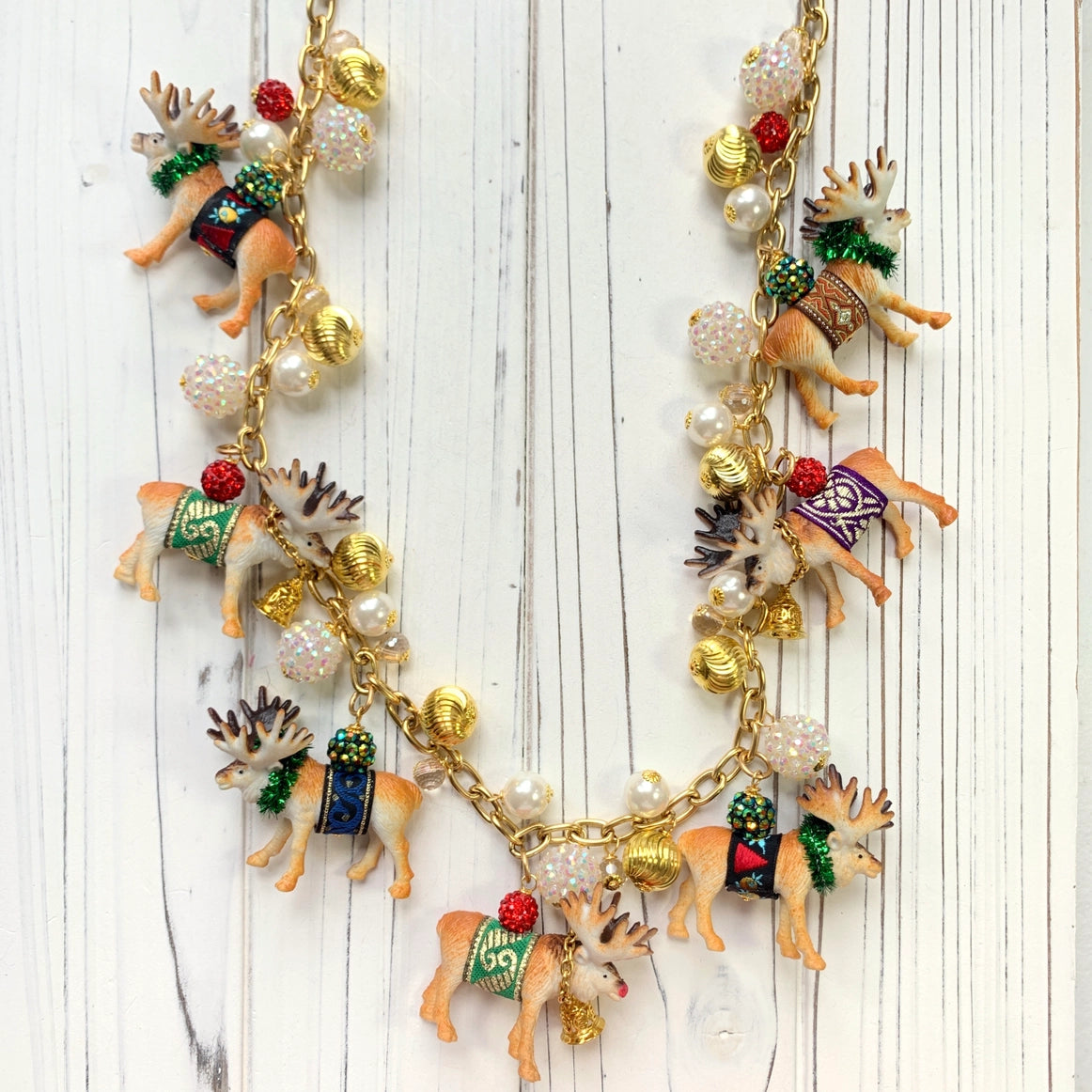 Rudolf and Reindeer Friends Christmas Necklace